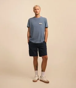 Bermuda com Cós Fixo e Cordão Contrastante