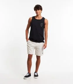 Bermuda com Cós Fixo e Cordão Contrastante