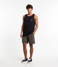 Bermuda com Cós Fixo e Cordão Contrastante