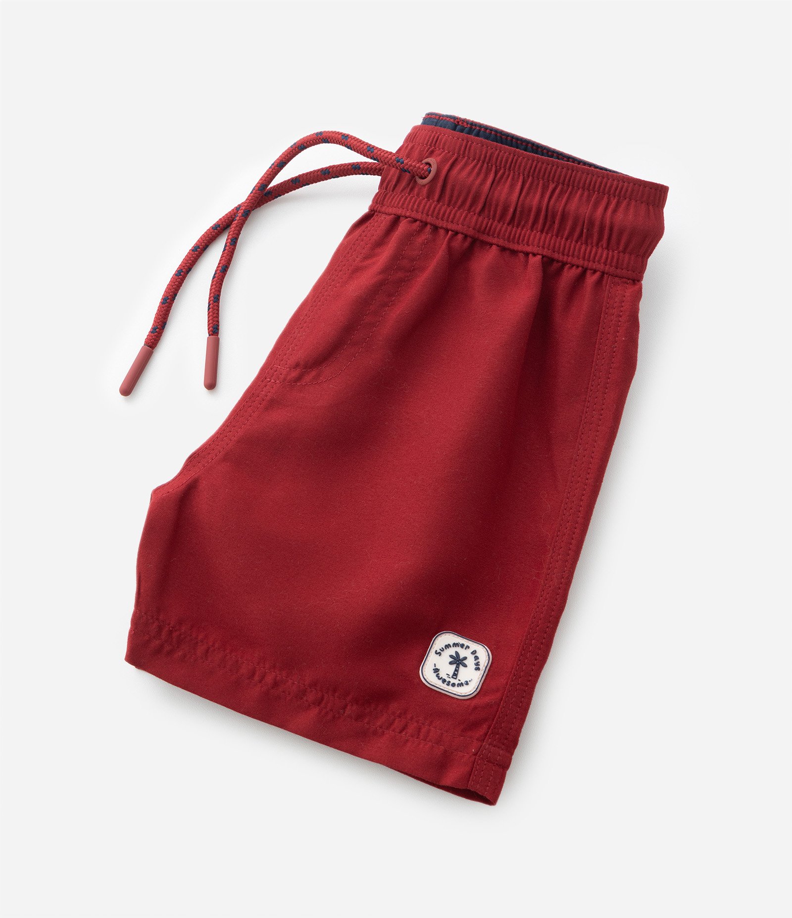 Bermuda de Banho Infantil com Etiqueta Emborrachada - Tam 1 a 5 anos Vermelho 4