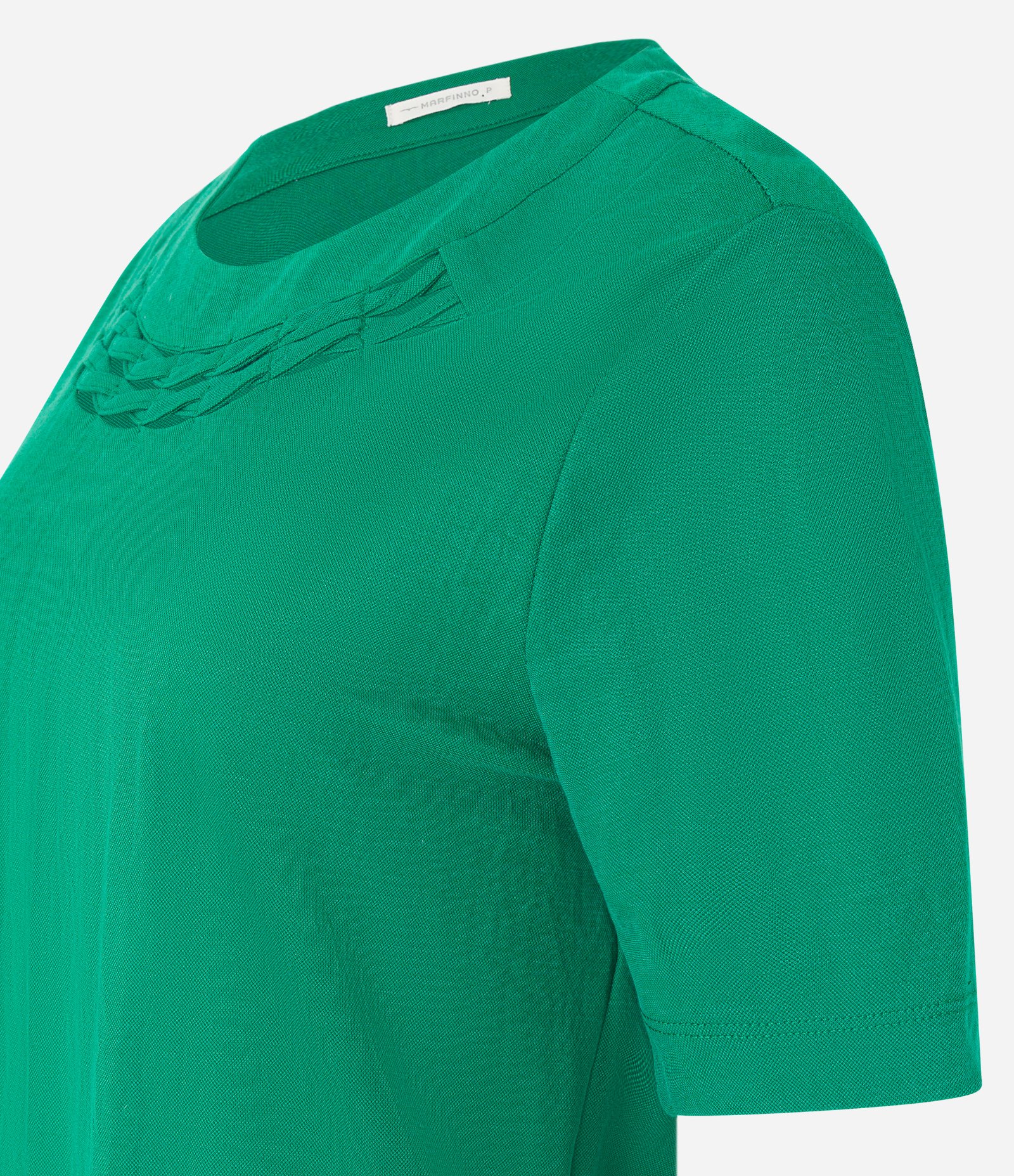 Blusa em Viscose com Detalhe Trançado na Gola Verde 6