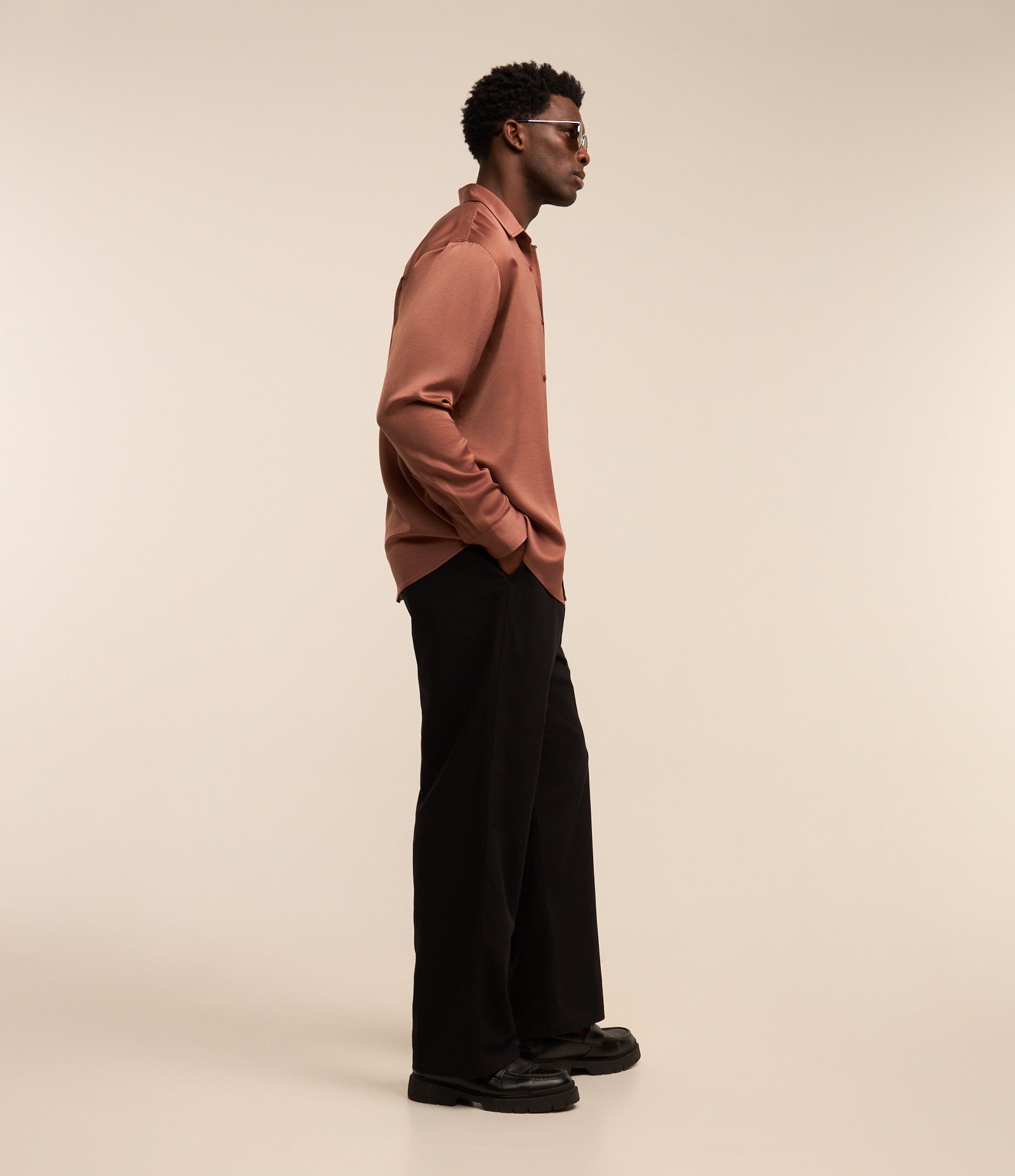 Camisa em Crepe com Textura Acetinada Terracotta 4