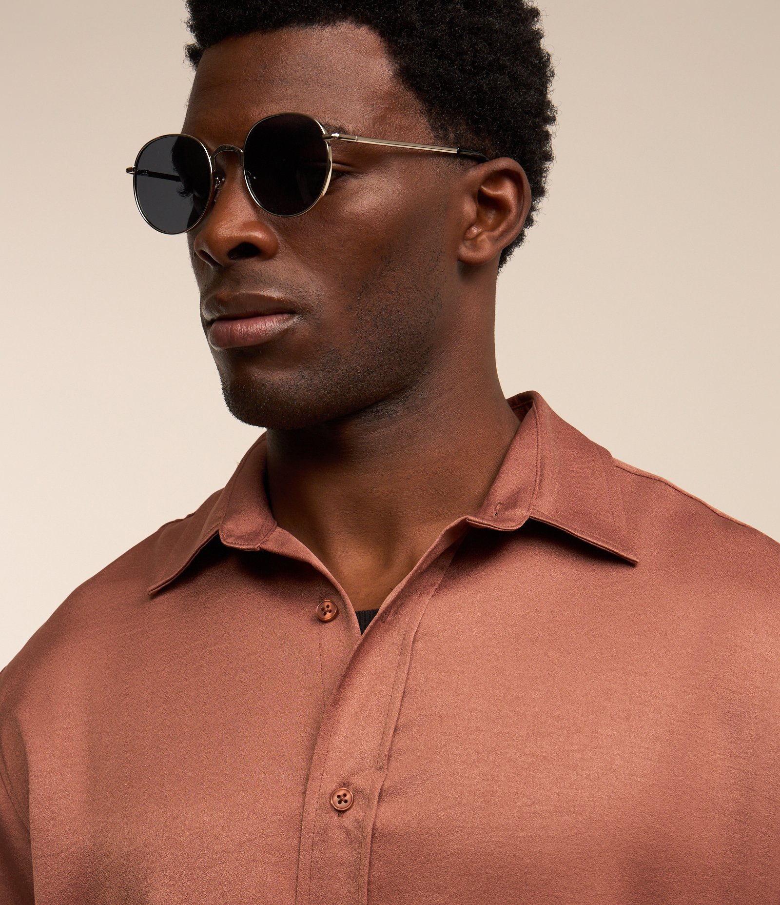 Camisa em Crepe com Textura Acetinada Terracotta 5