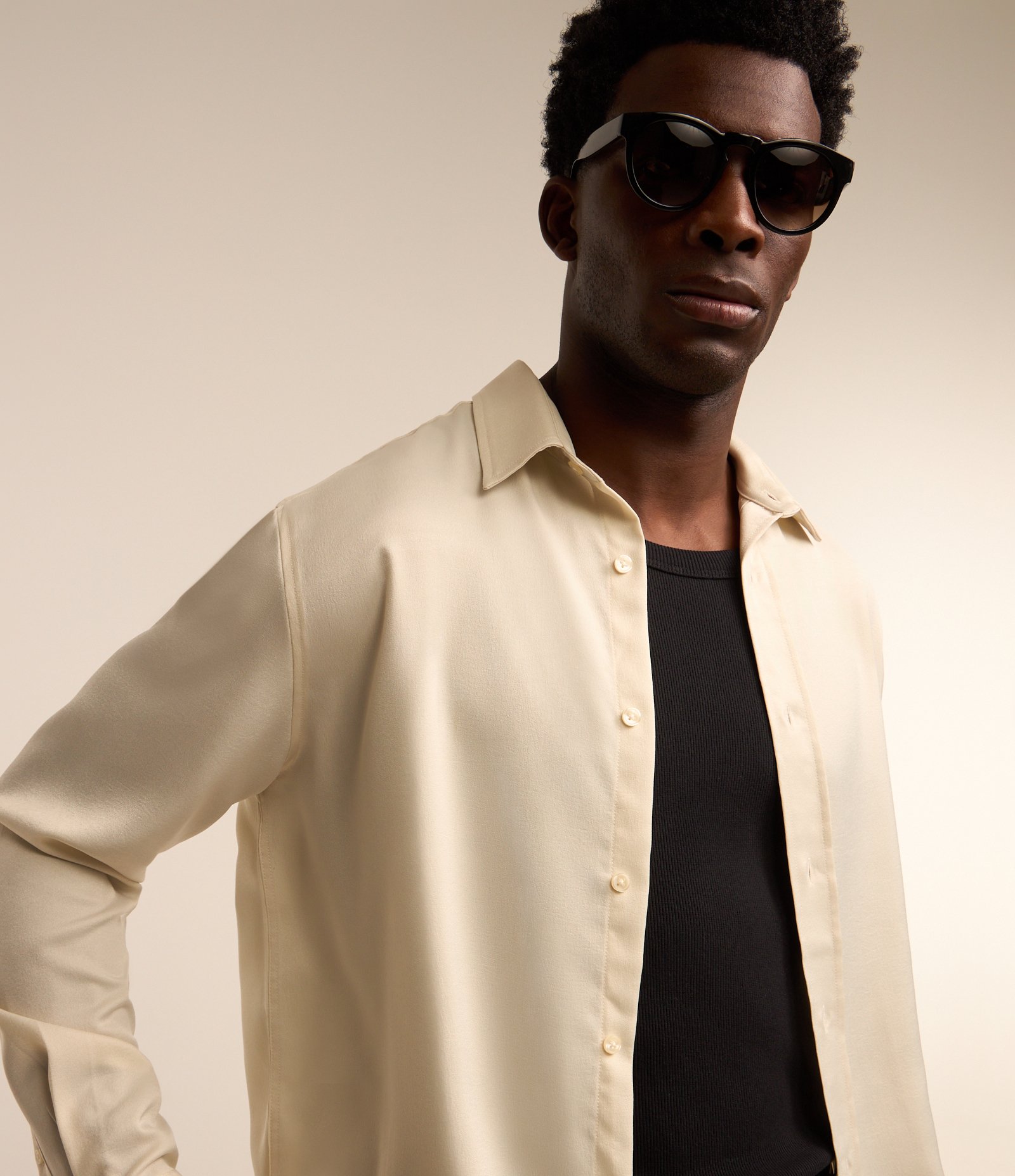 Camisa em Crepe com Textura Acetinada Off White 3