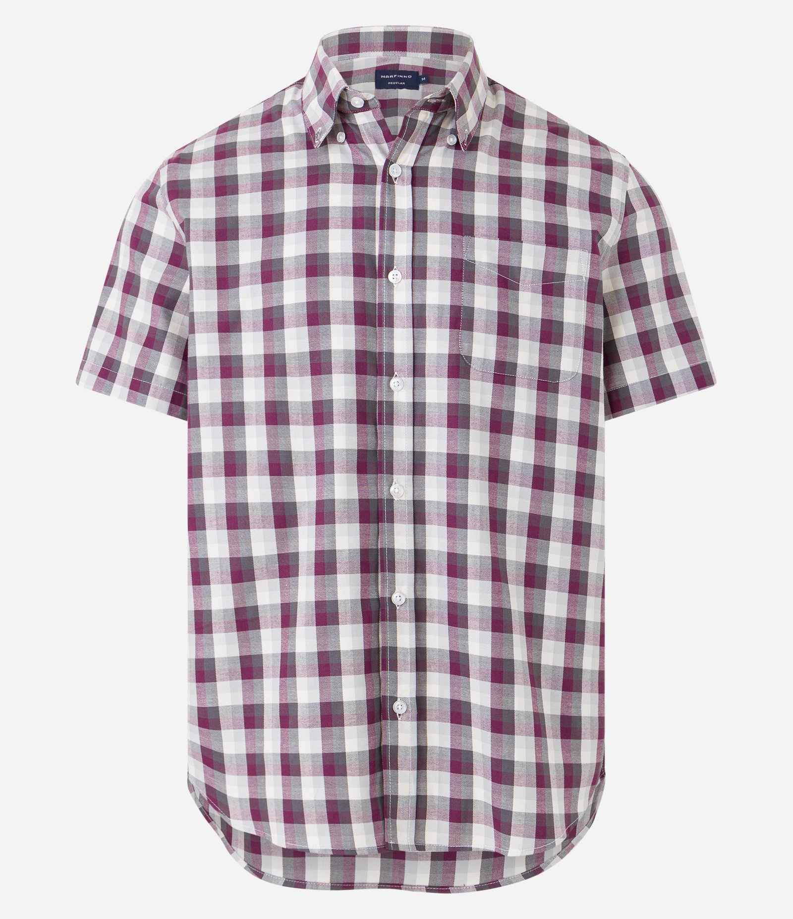 Camisa em Tricoline Mercerizado com Estampa Xadrez Vermelho/ Cinza 5