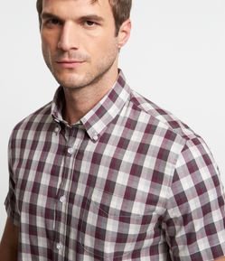 Camisa em Tricoline Mercerizado com Estampa Xadrez