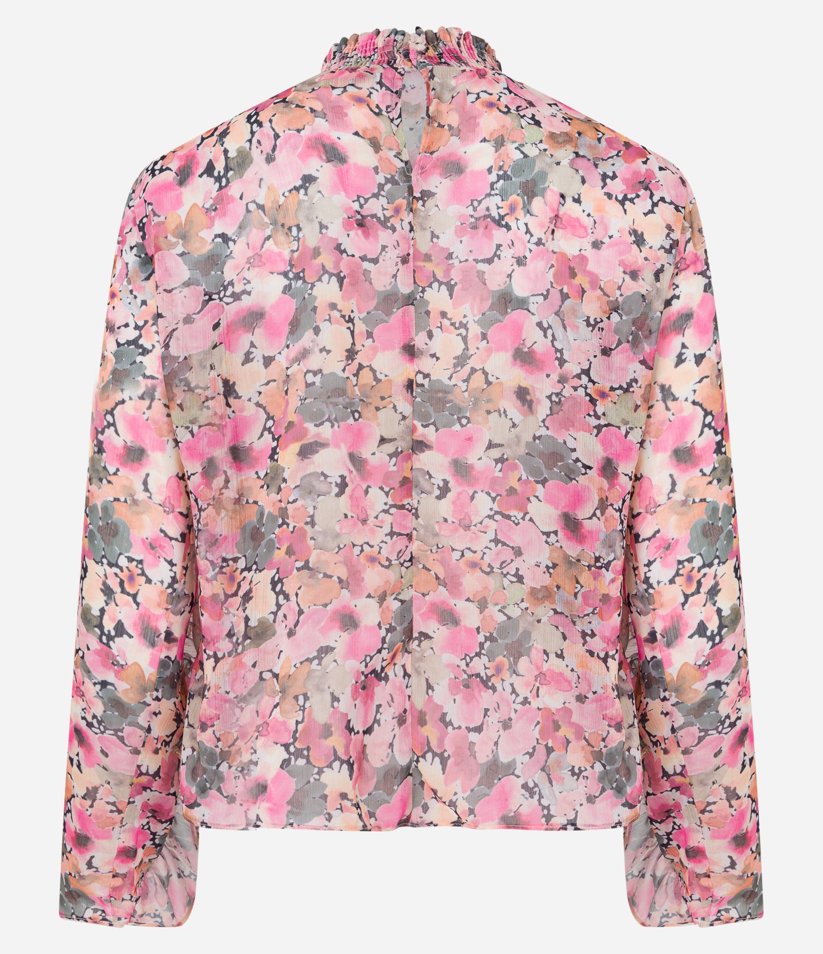 Blusa em Chiffon com Babados e Estampa Floral Rosa 8