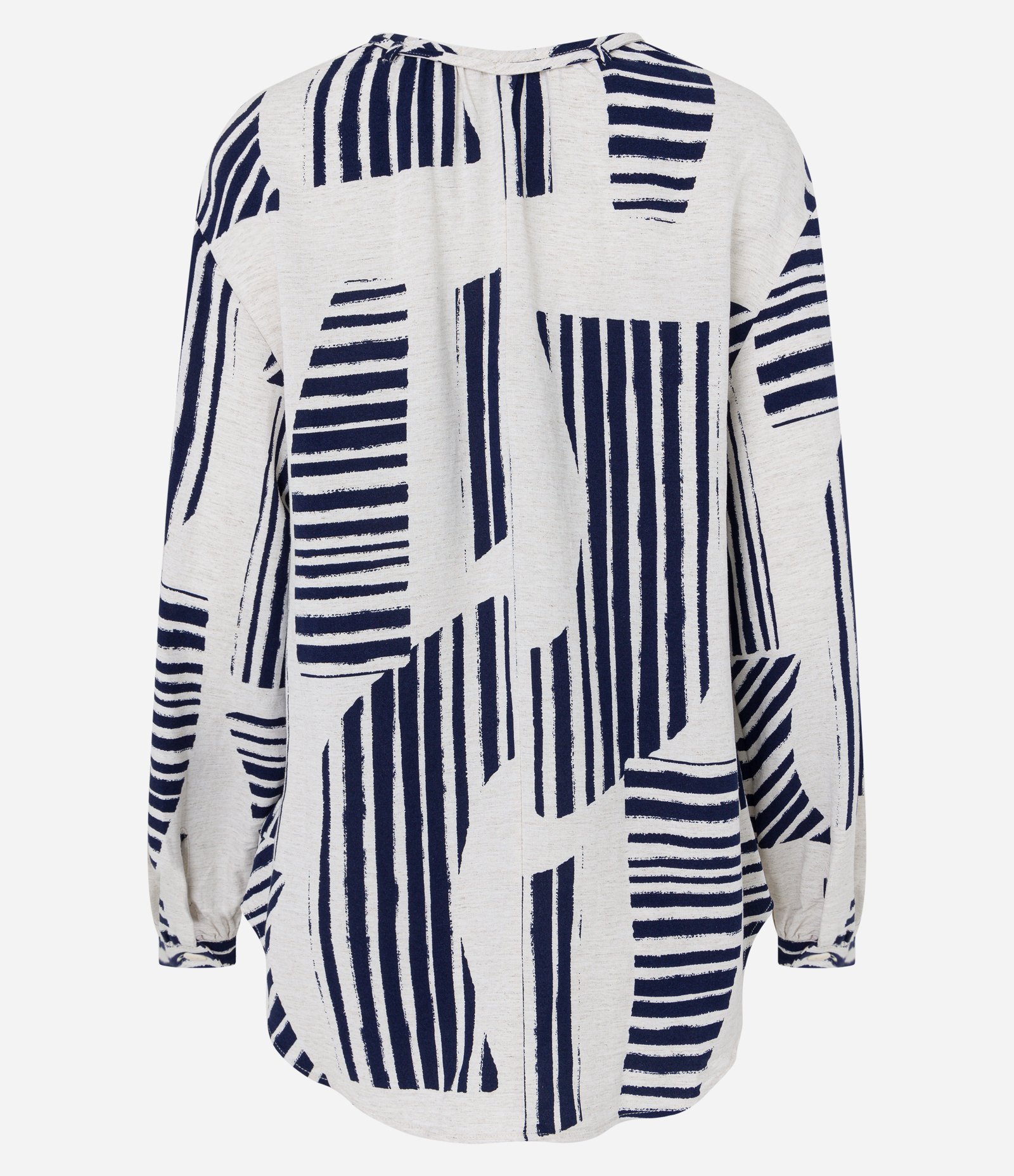 Camisa Ampla em Viscolinho com Manga Bufante e Estampa de Riscos Off White 6