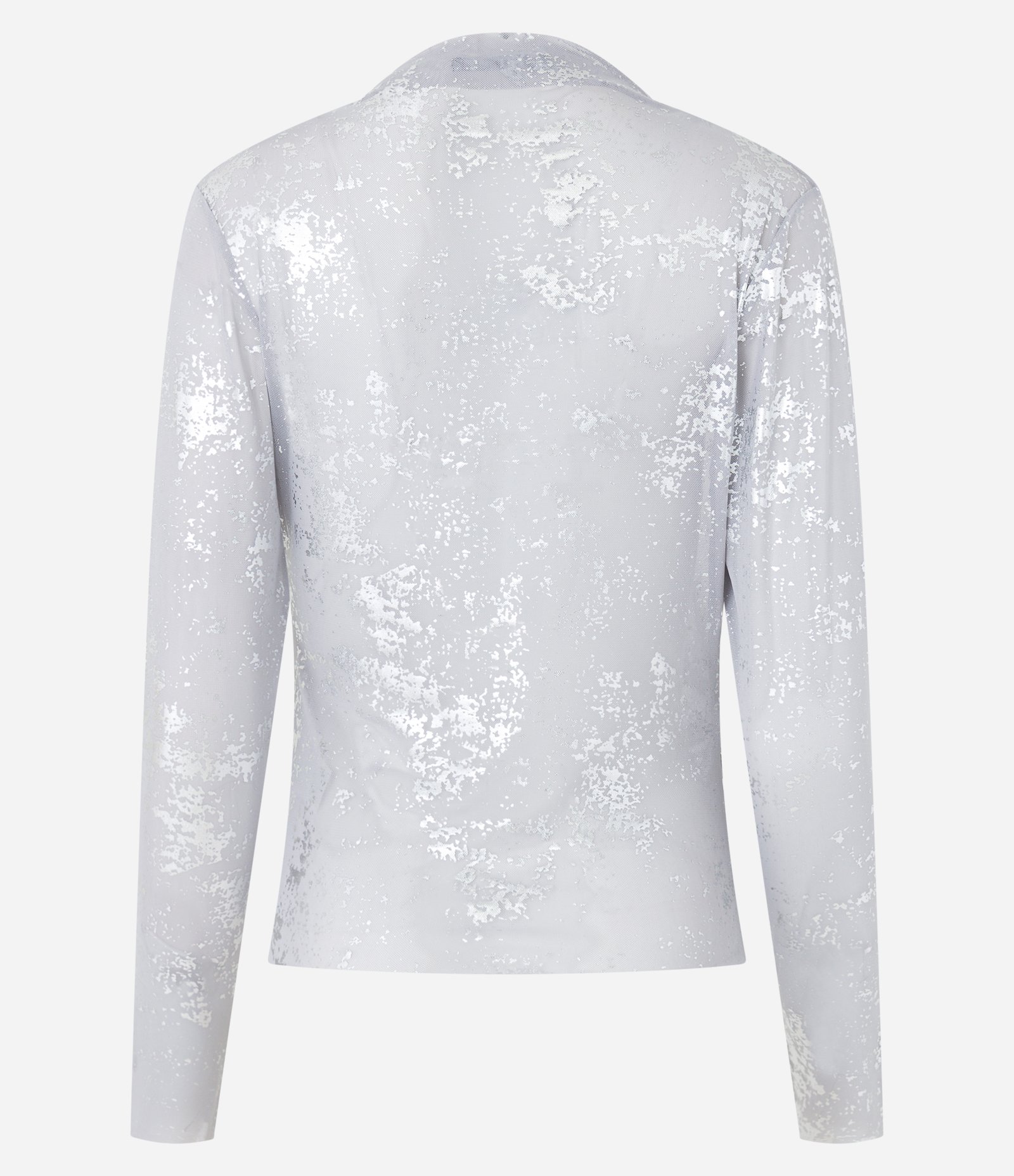 Blusa em Tule com Gola Degagê e Detalhe em Fio Metalizado Cinza 6