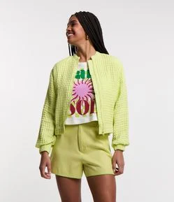 Jaqueta Bomber Maquinetada com Textura