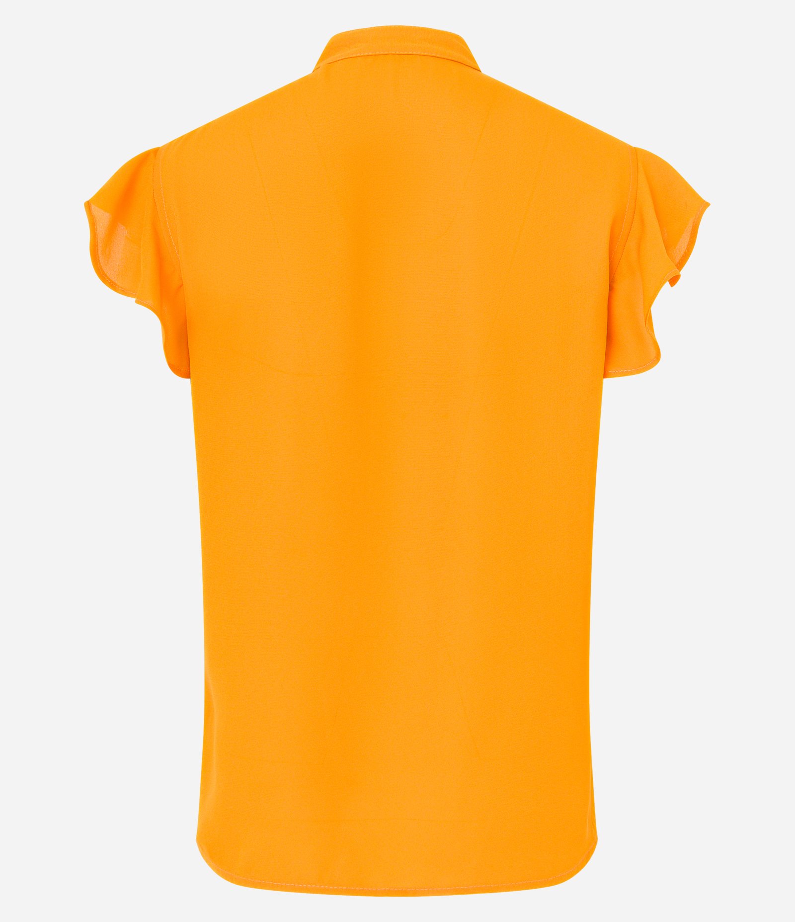Camisa Sem Manga em Crepe com Babados e Pregas Laranja 7