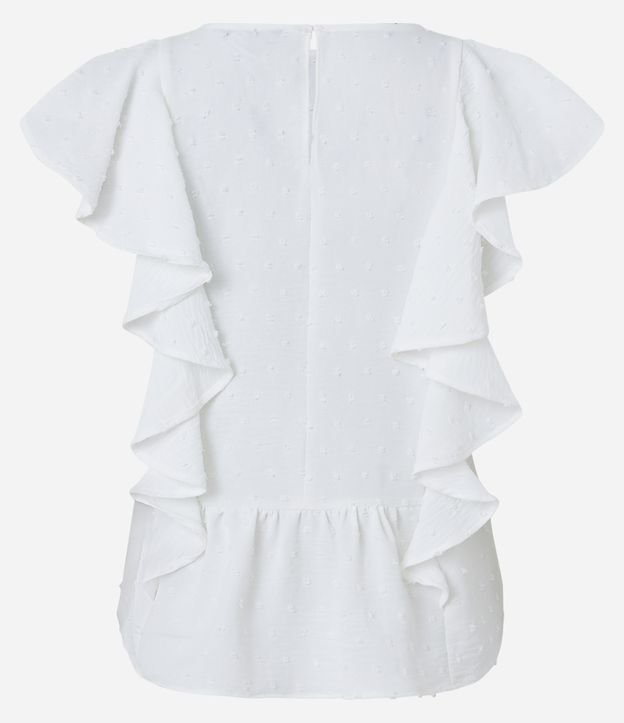 Blusa Sem Manga com Textura Airflow com Babados Off White 8