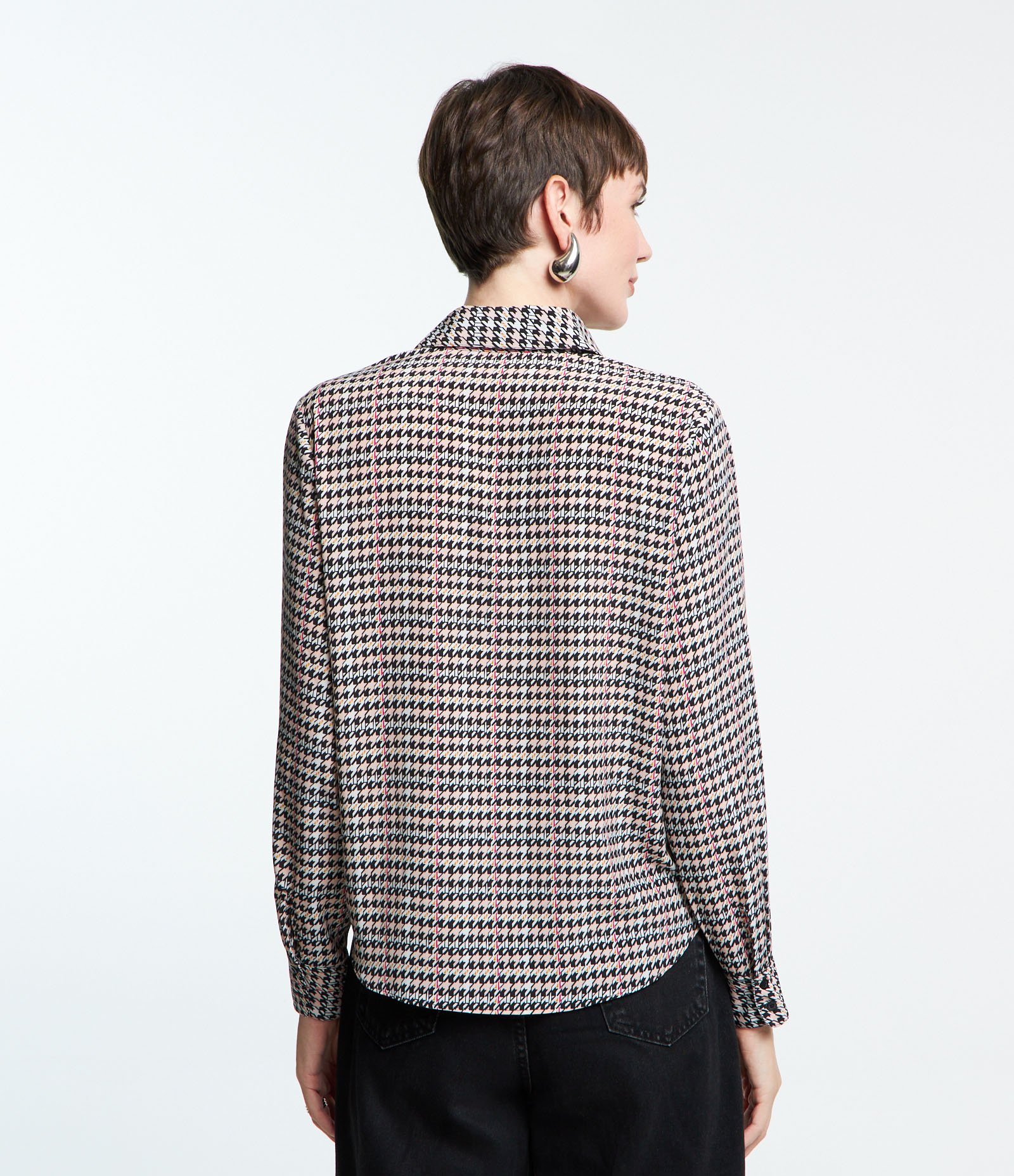 Camisa Manga Longa em Crepe com Estampa Xadrez Multicores 4