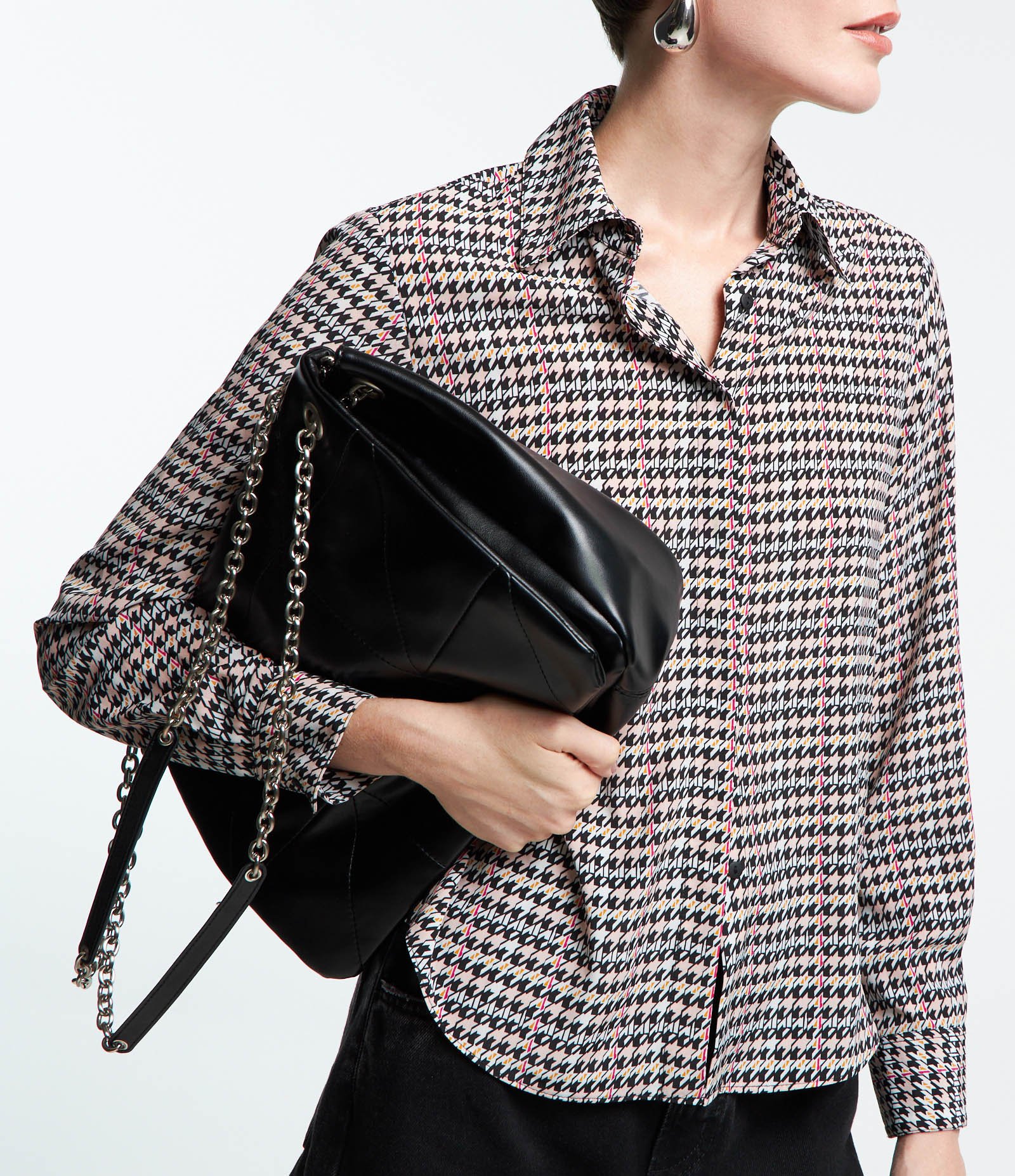 Camisa Manga Longa em Crepe com Estampa Xadrez Multicores 5