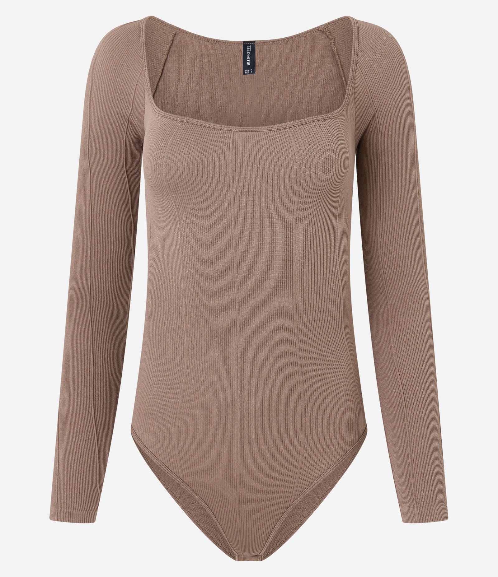 Body Seamless com Recorte e Manga Longa Marrom 7