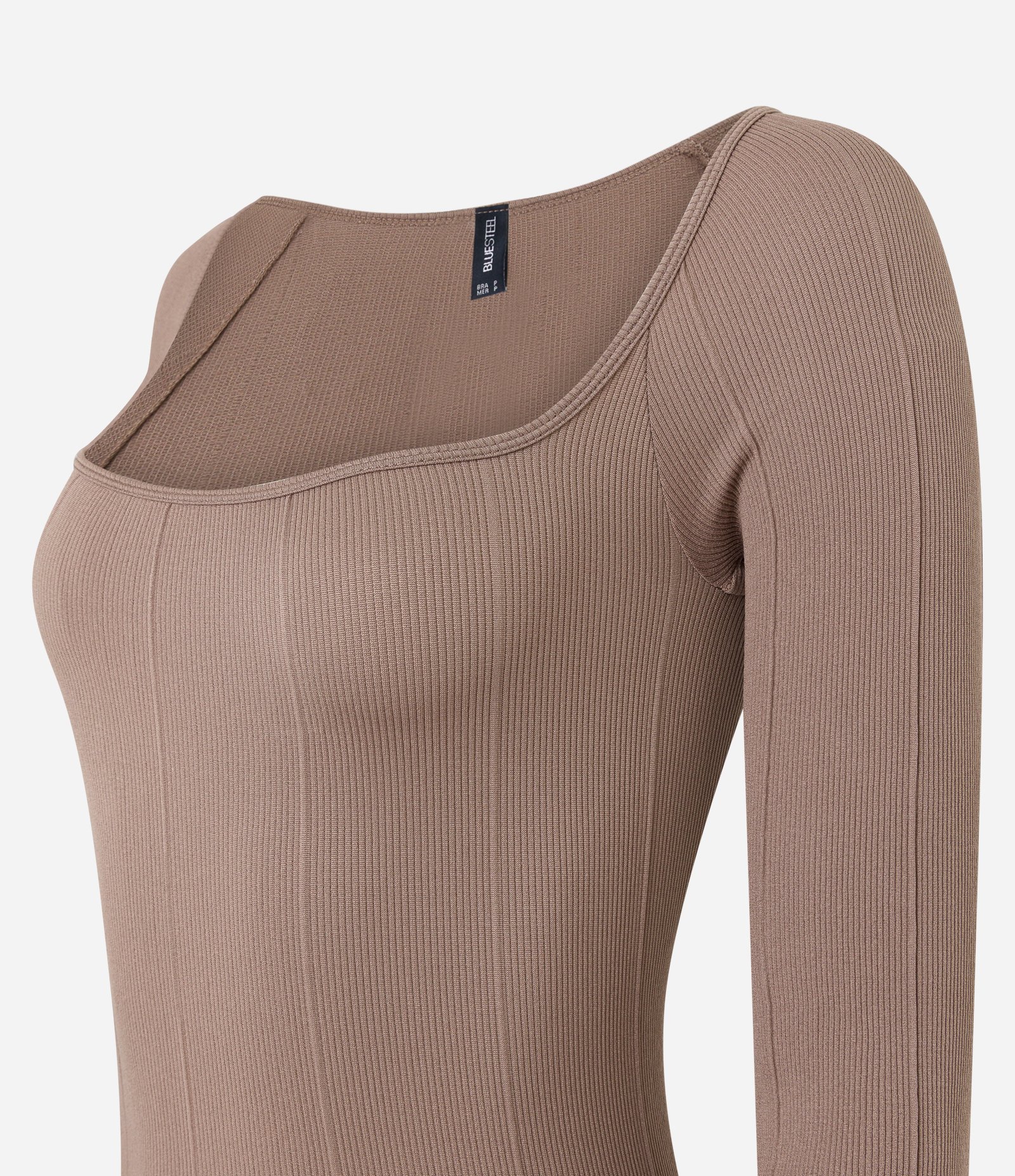 Body Seamless com Recorte e Manga Longa Marrom 8