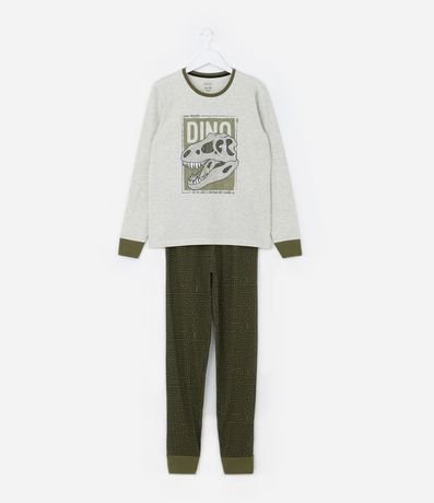 Pijama Longo Infantil com Estampa de Dinossauro - Tam 5 a 14 anos Menor preço em Pijama Longo Infantil com Estampa de Dinossauro - Tam 5 a 14 anos