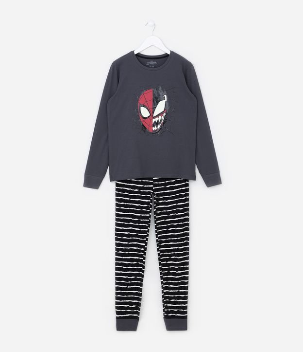 Pijama Infantil com Estampa do Homem Aranha Miles Morales que Brilha no Escuro - Tam 3 a 12 anos