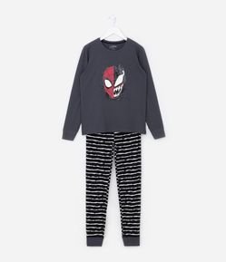 Pijama Infantil com Estampa do Homem Aranha Miles Morales que Brilha no Escuro - Tam 3 a 12 anos