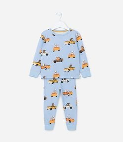 Pijama Infantil com Estampa de Carrinhos e Cachorrinhos - Tam 2 a 4 anos