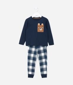 Pijama Longo Infantil com Estampa de Ursinho - Tam 1 a 4 anos