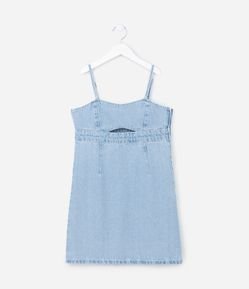 Vestido Infantil Jeans com Aplicação de Brilhos - Tam 5 A 14 Anos
