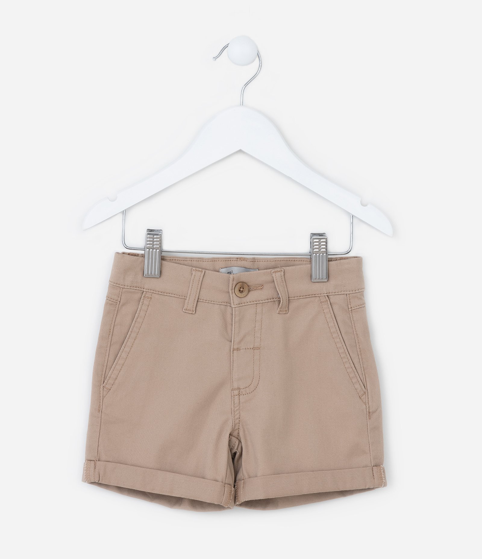 Bermuda Infantil com Bolso Faca e Barra Dobrada - Tam 1 a 5 Anos Marrom 1
