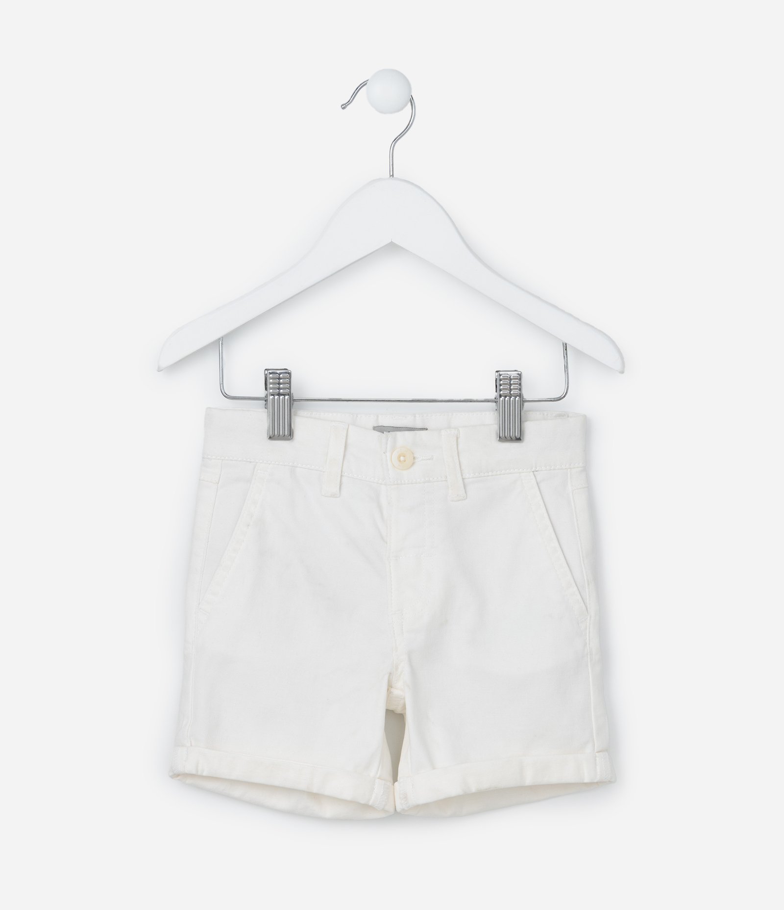 Bermuda Infantil com Bolso Faca e Barra Dobrada - Tam 1 a 5 Anos Branco 1