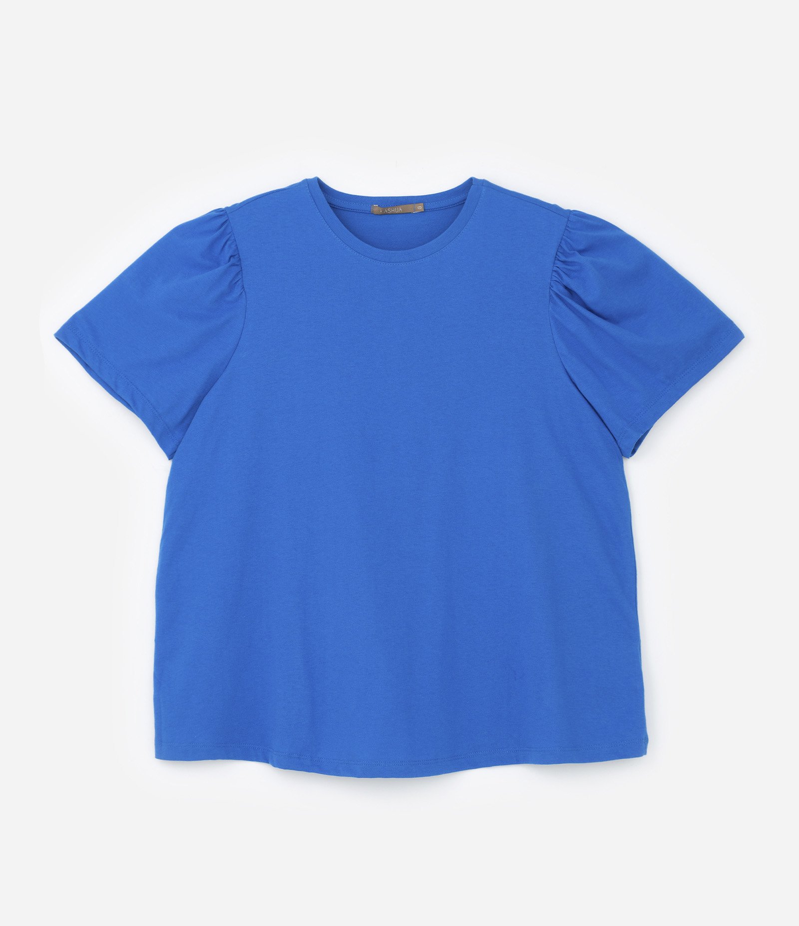 Blusa em Algodão com Manga Bufante Curve & Plus Size Azul 5