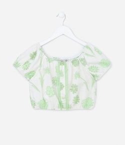 Blusa Ciganinha Infantil com Estampa de Florzinhas - Tam 5 A 14 Anos
