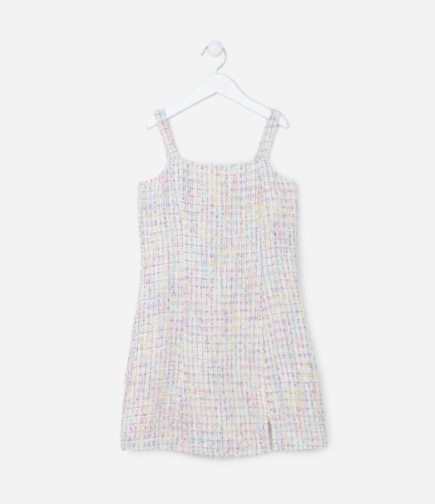 Vestido Infantil em Tweed com Alcinhas - Tam 5 a 14 anos