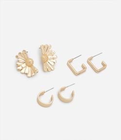 Kit 03 Brincos Argolas em Metal