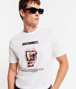 Camiseta em Algodão com Estampa Disconnect