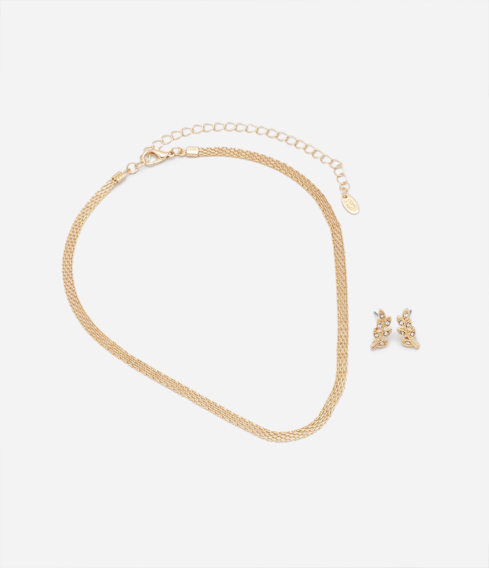 Conjunto de Colar e Brincos em Metal com Detalhes Dourado 2