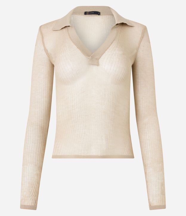 Blusa em Viscose com Gola Polo e Texturas