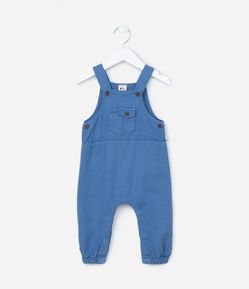 Jardineira Infantil Longa em Sarja com Bolsinho - Tam 0 a 18 meses