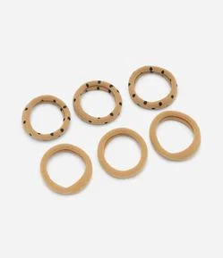 Kit 06 Elásticos de Cabelo Médios com Estampa Poá