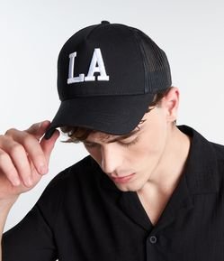 Boné Aba Curva com Tela e Bordado LA