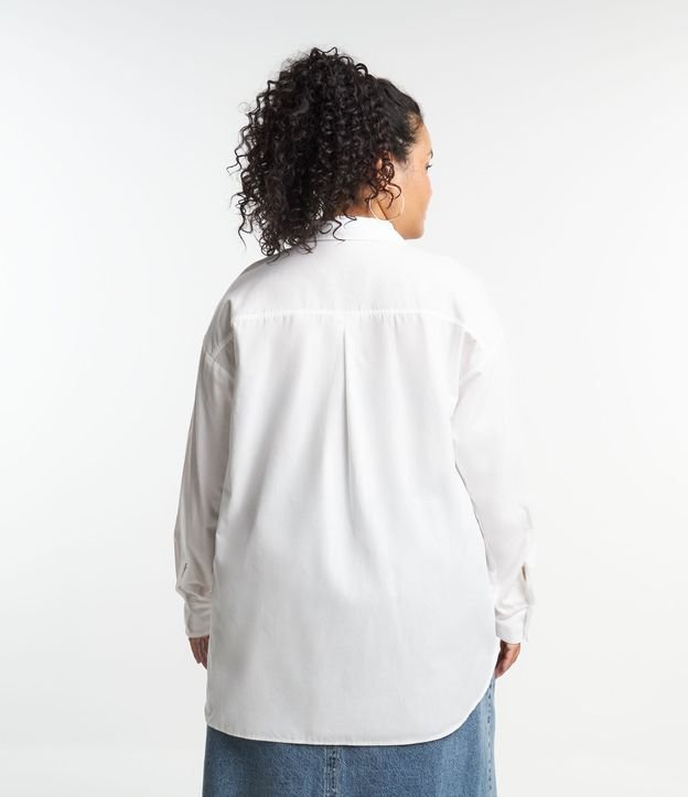 Camisa em Tricoline com Aplicação de Brilhos Curve & Plus Size Branco Neve 3