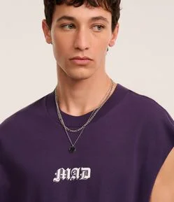 Kit 02 Colares em Metal com Corrente e Pingente Medalha Marmorizada