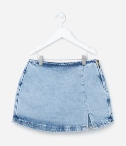 Short Saia Infantil em Jeans com Fendinha - Tam 5 a 14 anos