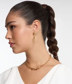 Conjunto de Colar e Brinco com Elos Orgânicos