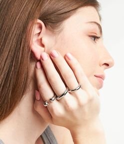 Kit 03 Anéis em Metal Bold com Detalhes Varidos