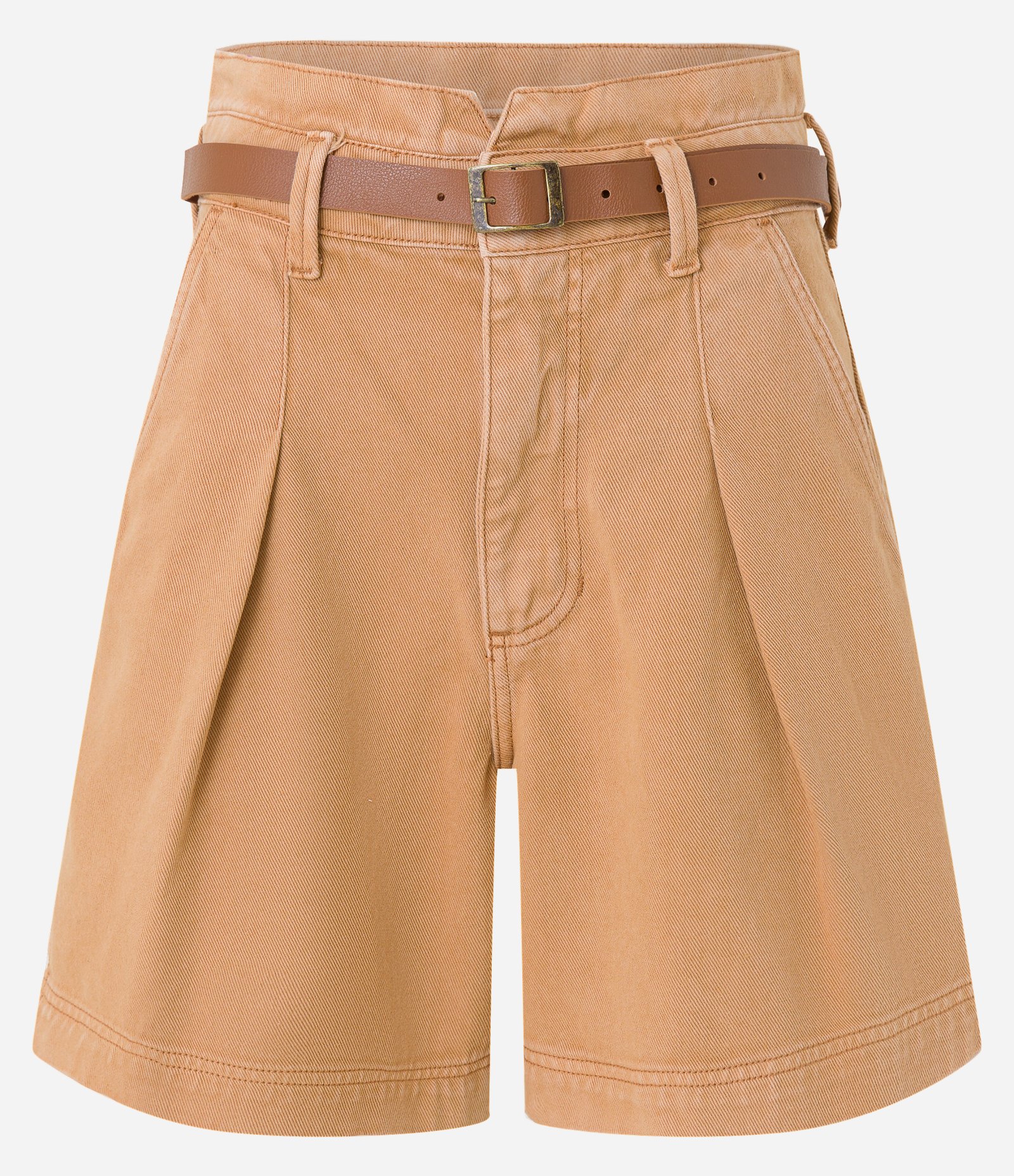 Bermuda Mom em Sarja com Cinto e Cós Diferenciado Bege 6