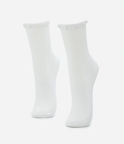 Meia Cano Alto Sem Costura com Aplicação de Pérolas