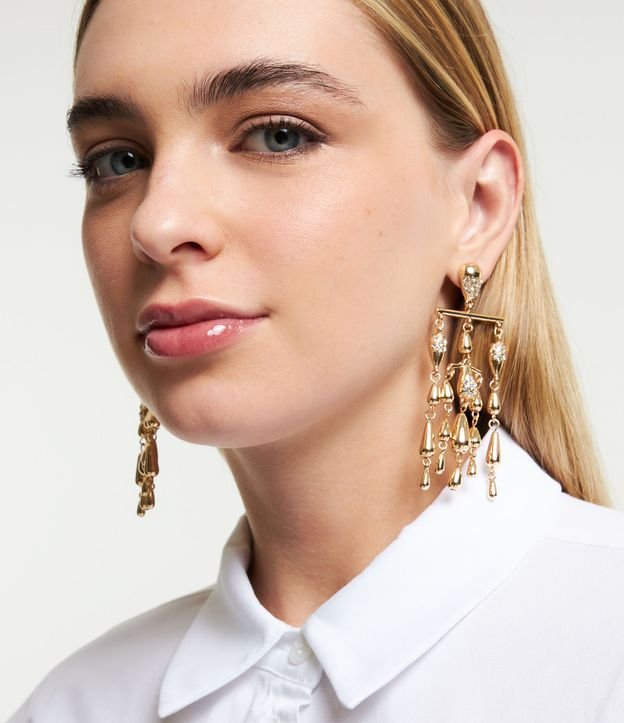 Maxi Brinco em Formato de Gotas com Strass