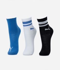 Kit 03 Pares de Meias Infantis Cano Médio Puma - Tam 25 ao 39