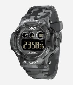 Relógio Masculino X-Watch Digital com Caixa de Plástico e Pulseira de Silicone