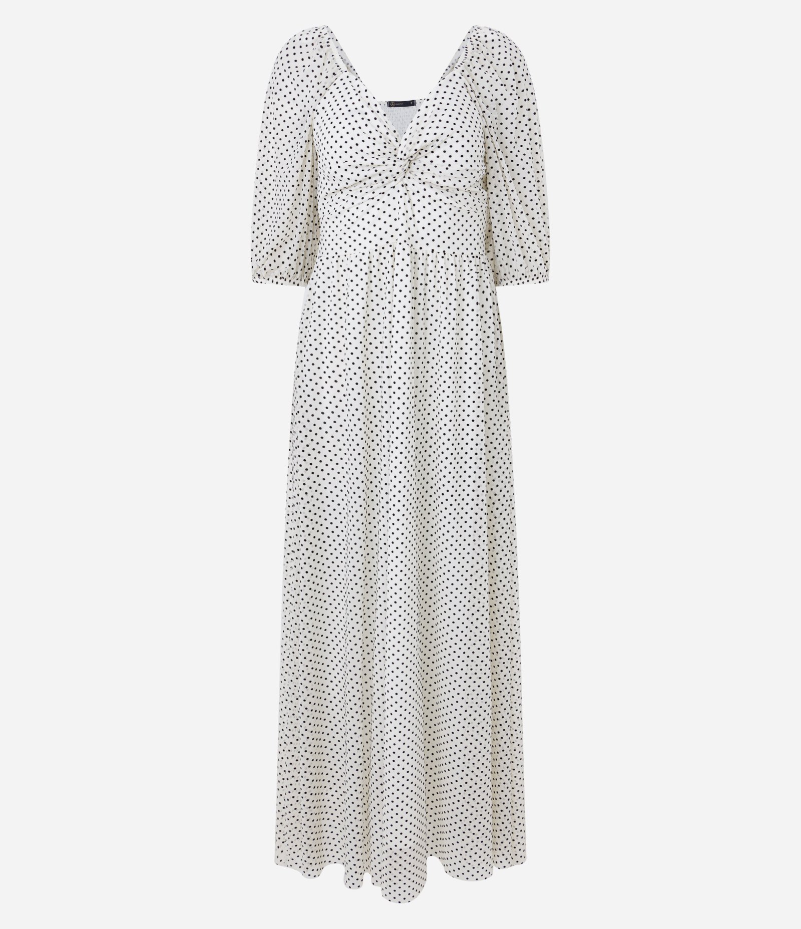 Vestido Midi Manga 3/4 em Tule com Franzido no Decote V Off White 6