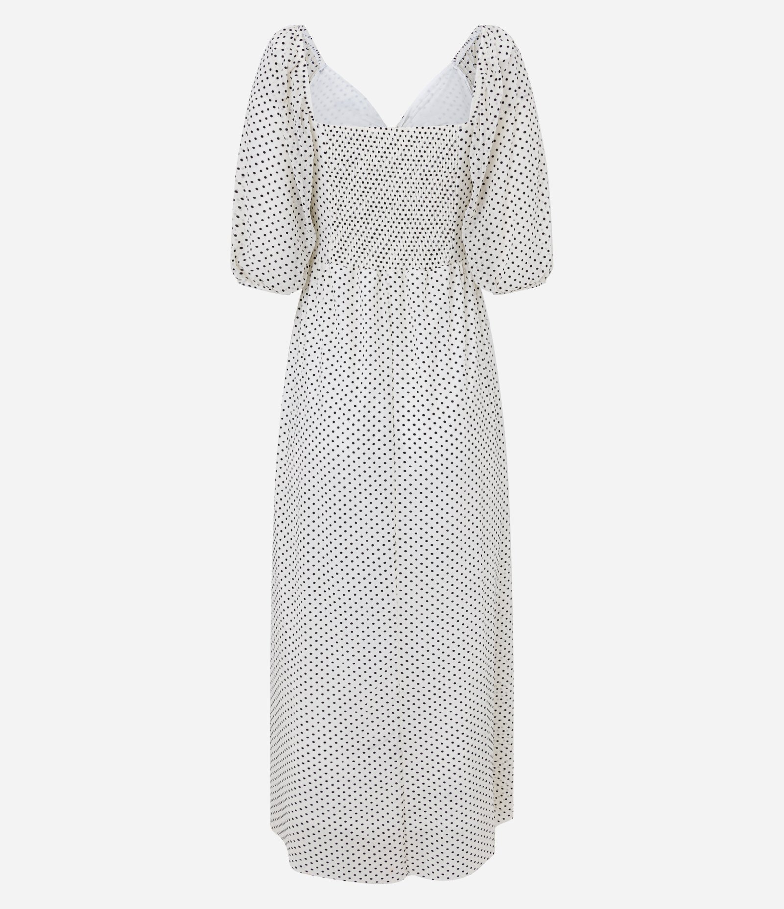 Vestido Midi Manga 3/4 em Tule com Franzido no Decote V Off White 7